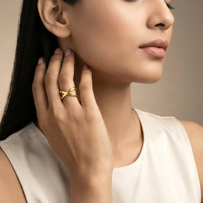 Golden Elliptical Ring (Size 12)
