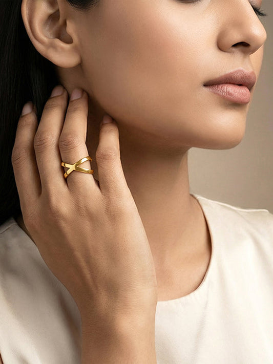 Golden Elliptical Ring (Size 12)