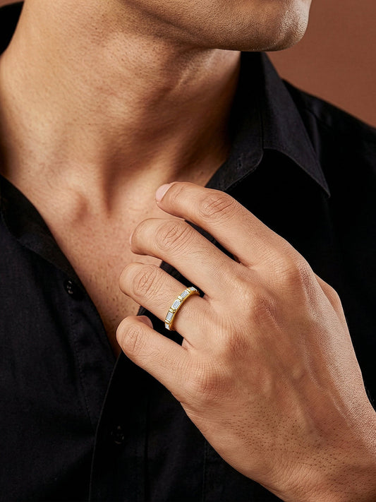 Golden Geometric Band For Him (Size 24)