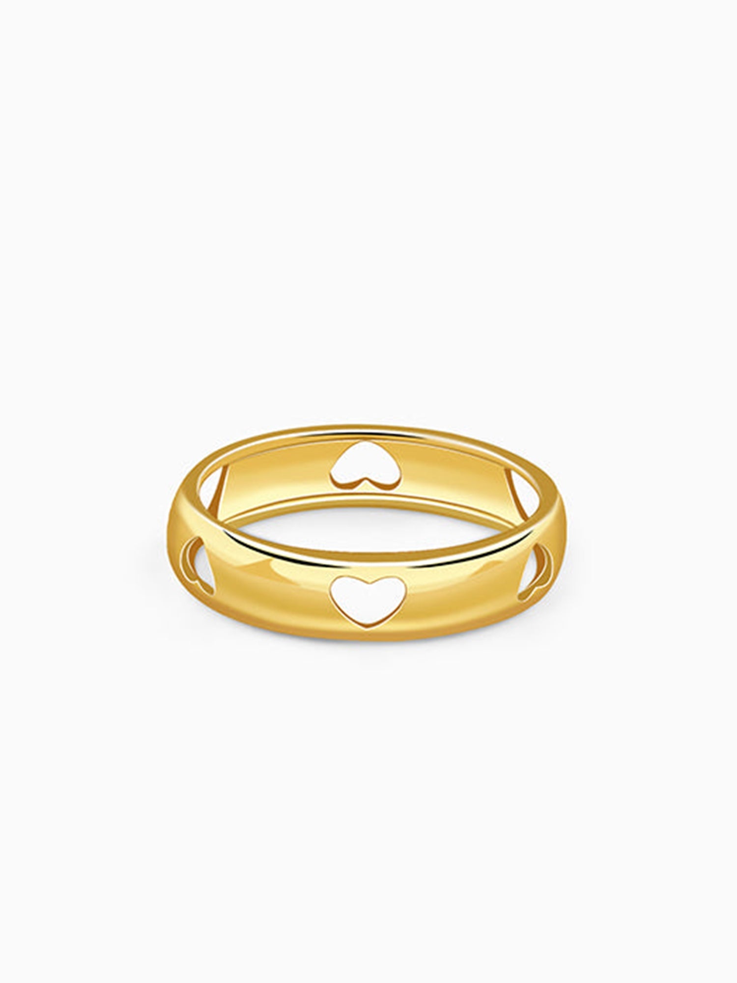 Golden Heart Cutout Band Set Ring