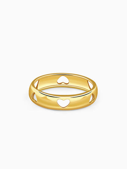 Golden Heart Cutout Band Set Ring