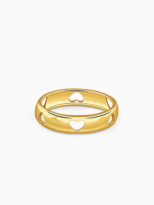 Golden Heart Cutout Band Set Ring