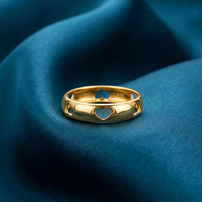 Golden Heart Cutout Band Set Ring