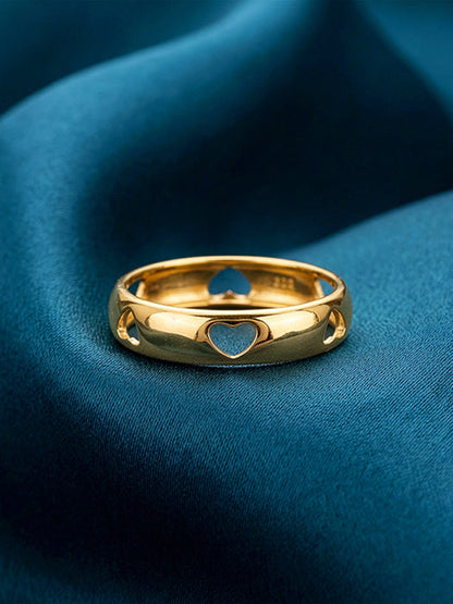 Golden Heart Cutout Band Set Ring