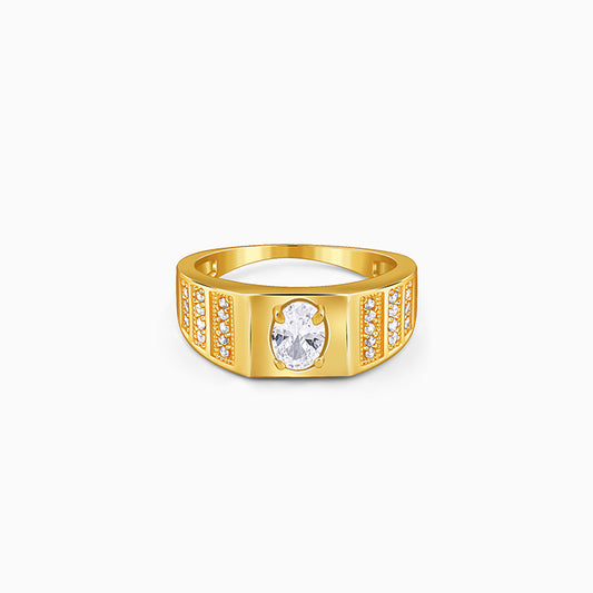 Golden Alpha Stone Ring For Him