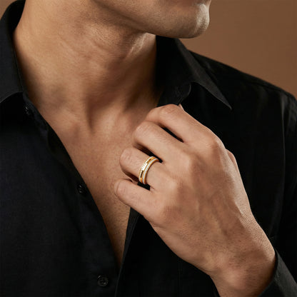 Golden Bold Fate Ring For Him (Size 22)
