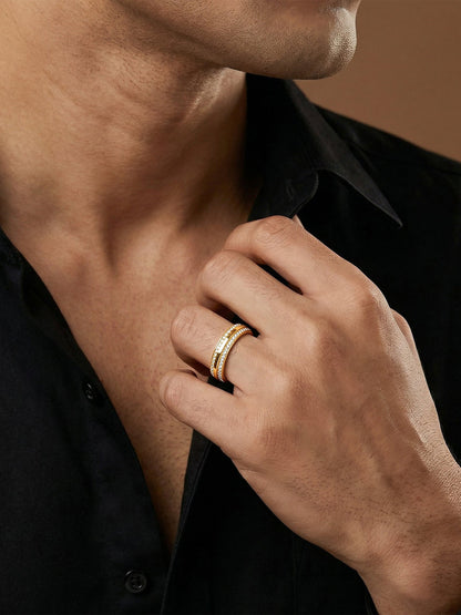 Golden Bold Fate Ring For Him (Size 22)