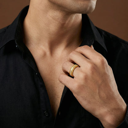 Golden Braided Border Ring For Him (Size 20)