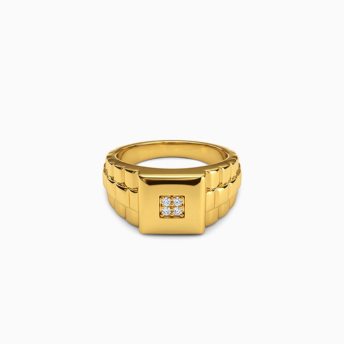 Golden Titan Square Ring For Him