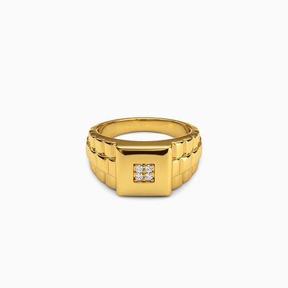 Golden Titan Square Ring For Him