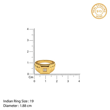 Golden Titan Square Ring For Him (Size 19)