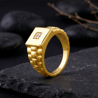 Golden Titan Square Ring For Him (Size 19)