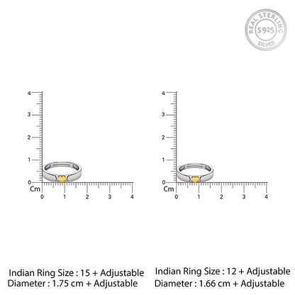 Dual Tone Heart Silver Couple Ring