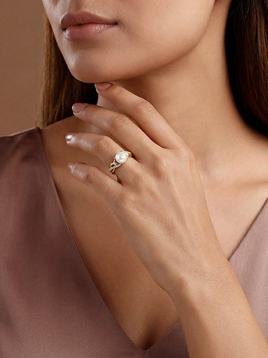 Golden Ruth Pearl Ring (Size 12)