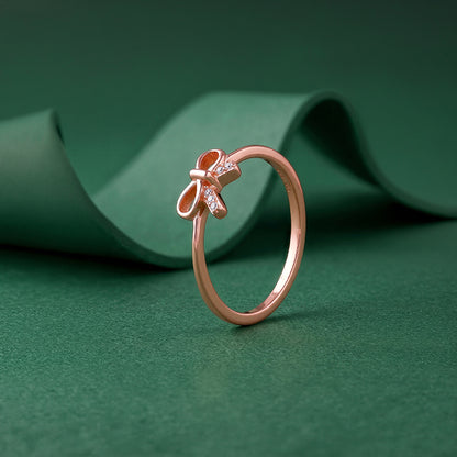 Rose Gold Blush Bow Ring (Size 12)