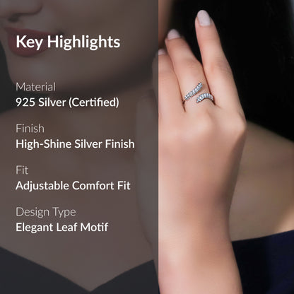 Silver Embrace Leaf Ring