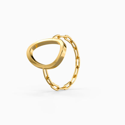 Golden Oval Link Ring (Size 12)