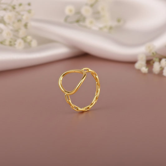 Golden Oval Link Ring