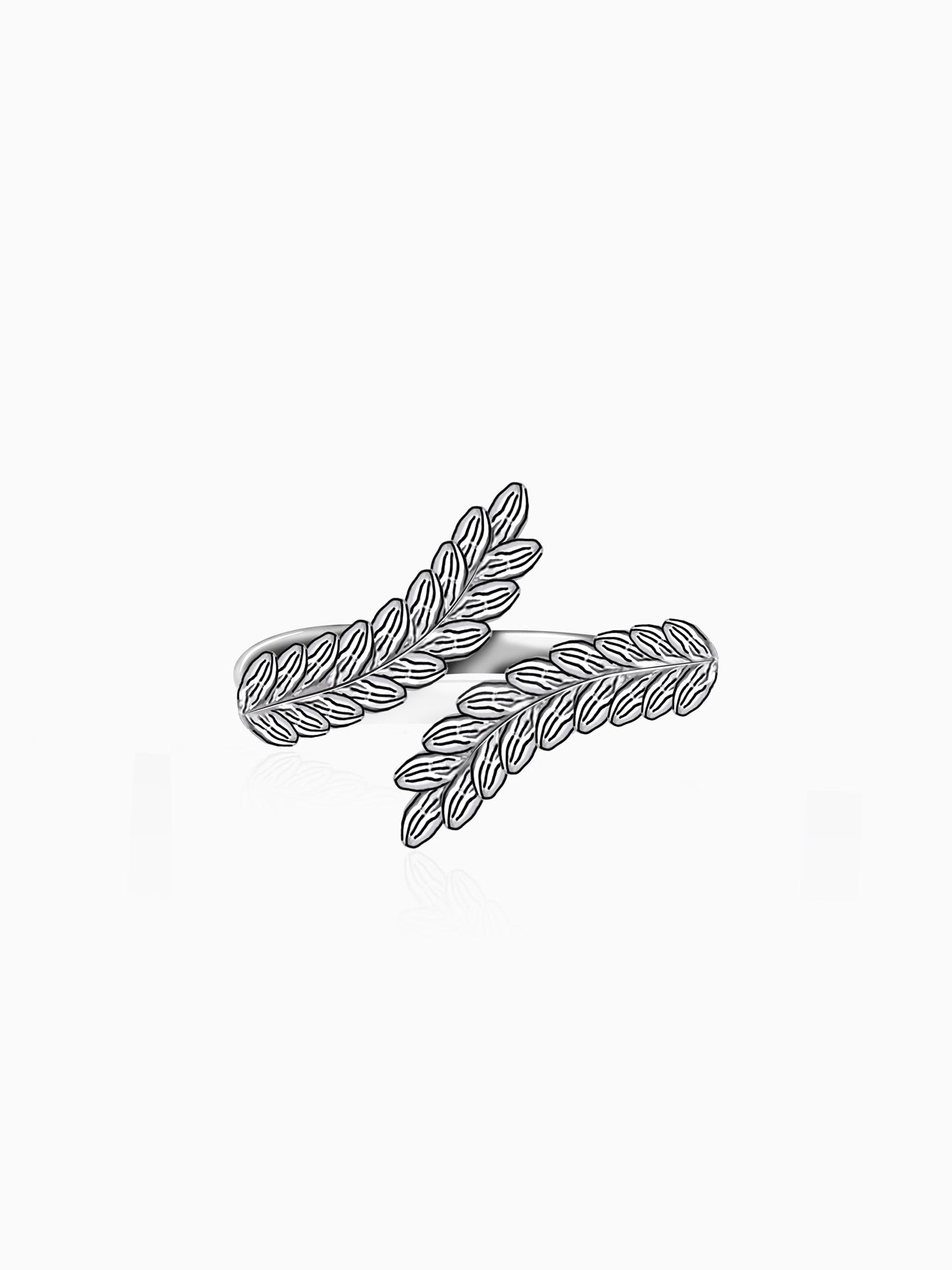 Silver Embrace Leaf Ring