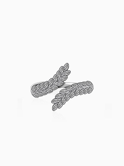 Silver Embrace Leaf Ring