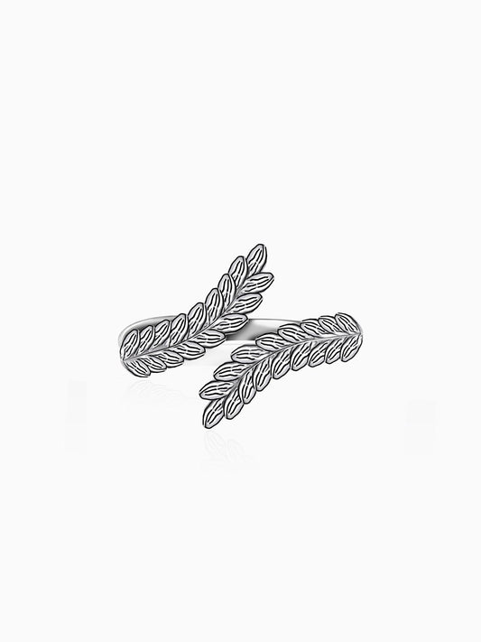 Silver Embrace Leaf Ring