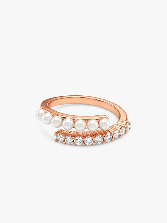 Rose Gold Her Sparkle Pearl Ring (Size 12)