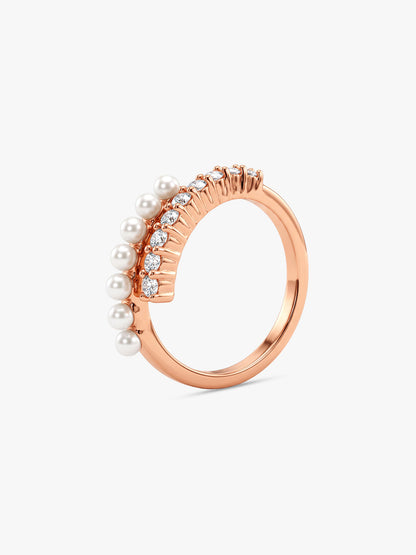 Rose Gold Her Sparkle Pearl Ring (Size 12)