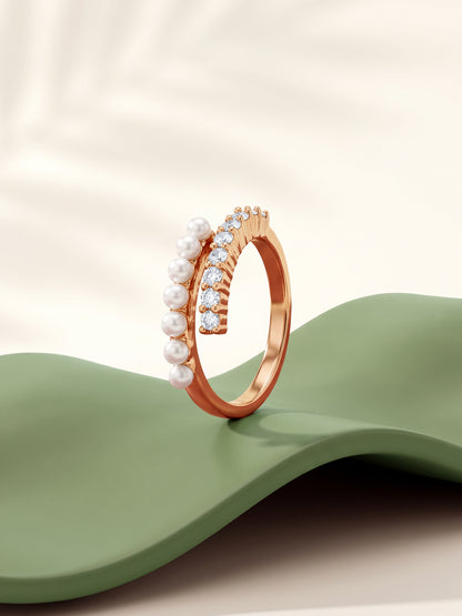 Rose Gold Her Sparkle Pearl Ring (Size 12)