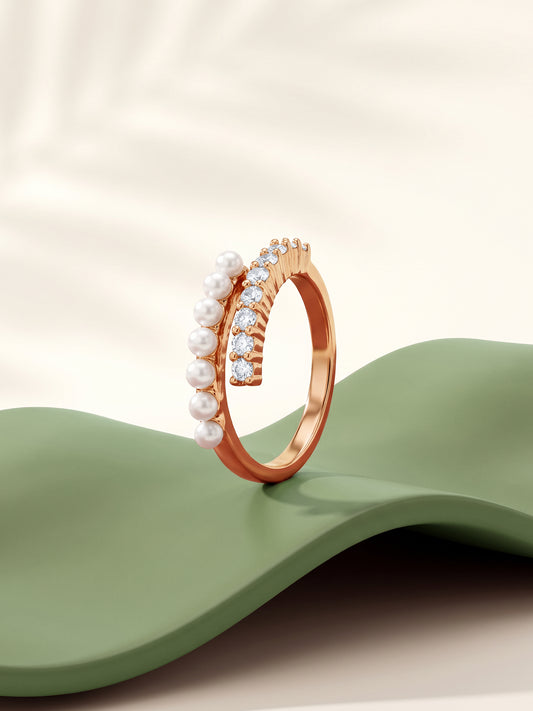 Rose Gold Her Sparkle Pearl Ring (Size 12)