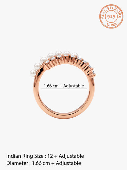 Rose Gold Her Sparkle Pearl Ring (Size 12)