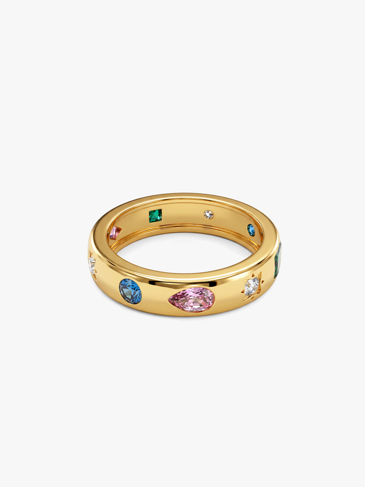 Golden Colourful Glam Ring (Size 12)