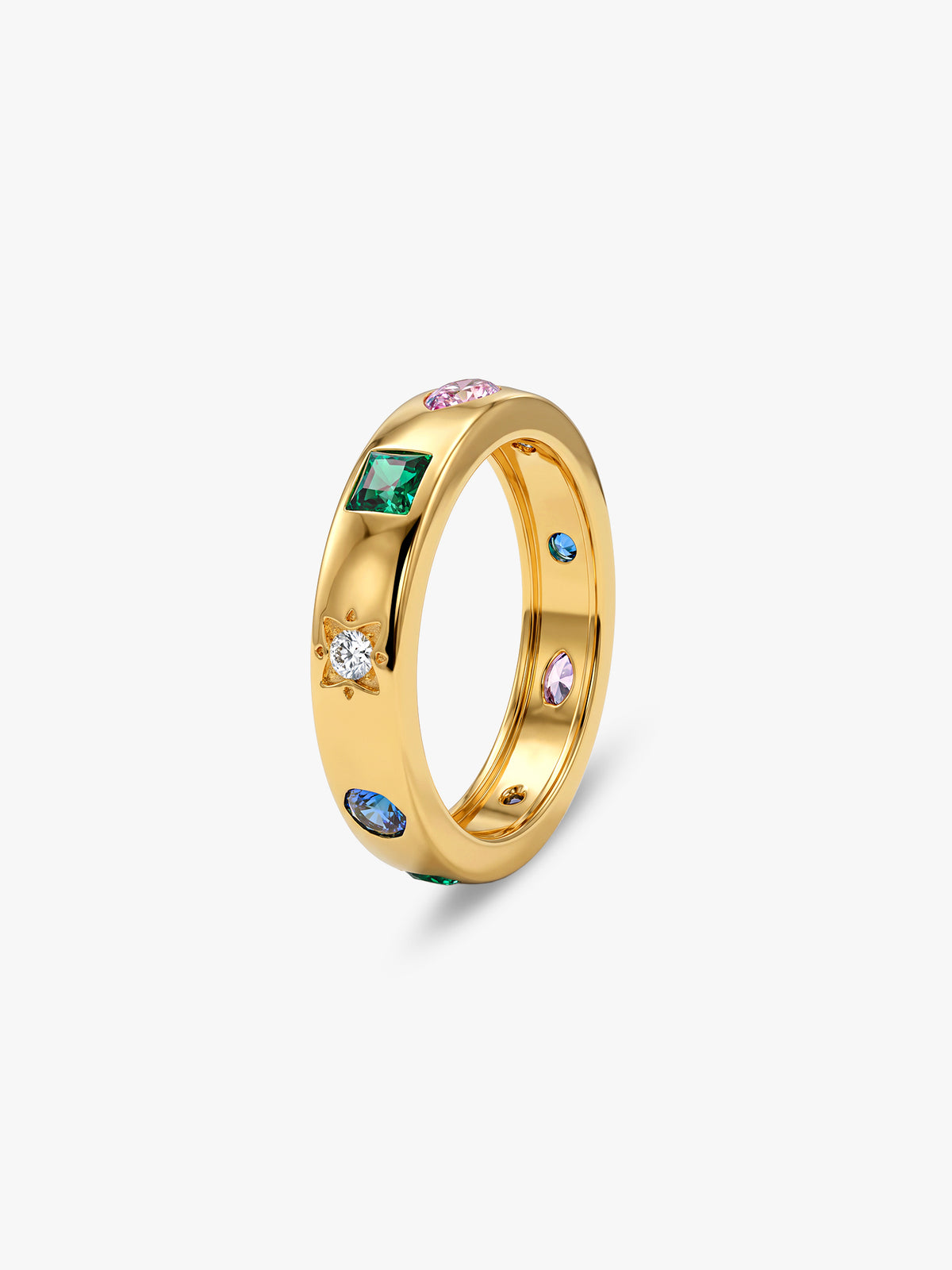 Golden Colourful Glam Ring (Size 12)