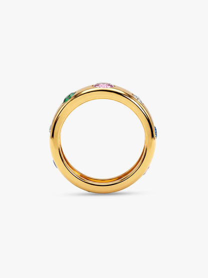Golden Colourful Glam Ring (Size 12)