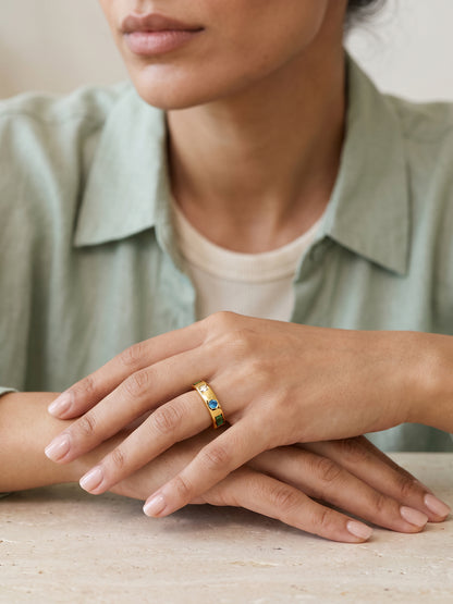 Golden Colourful Glam Ring (Size 12)