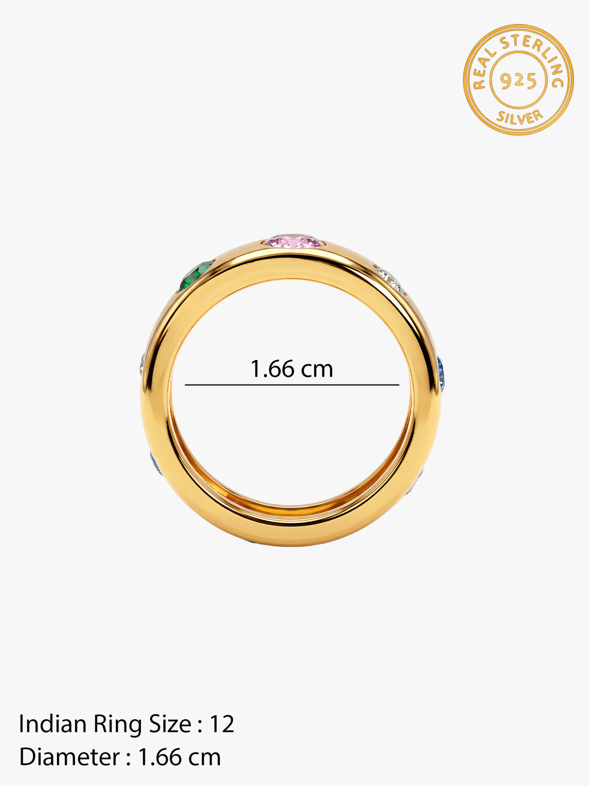 Golden Colourful Glam Ring (Size 12)