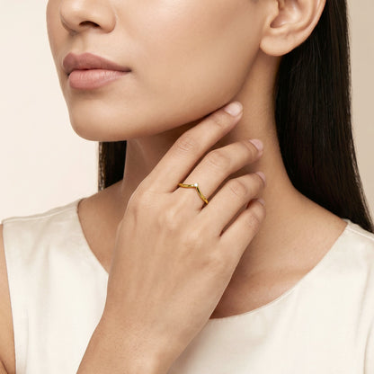 Golden Zircon Chevron Ring (Size 12)