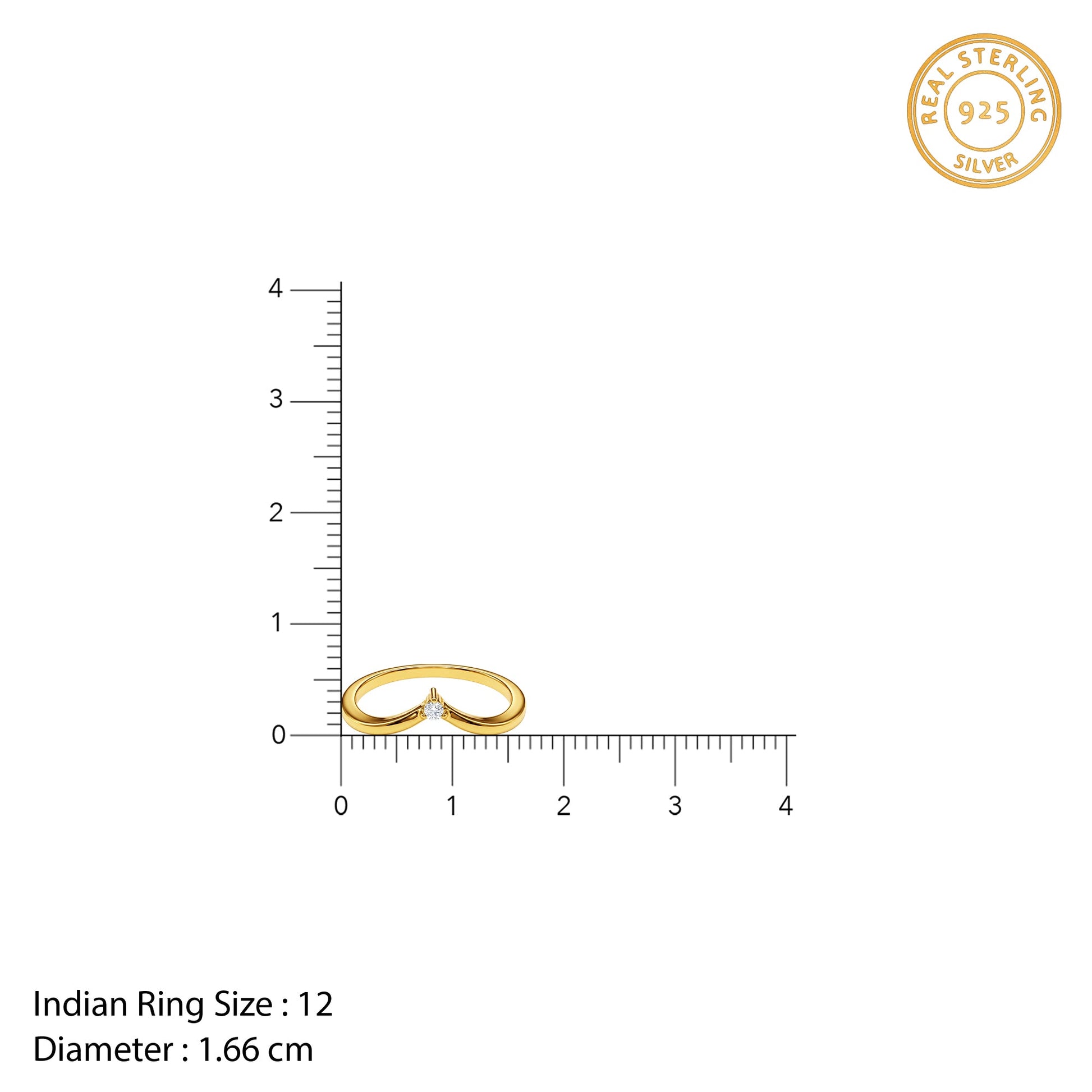 Golden Zircon Chevron Ring (Size 12)