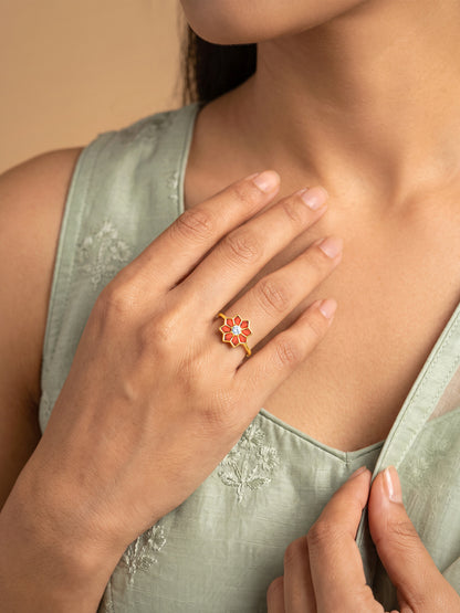 Golden Rangoli Noor Ring (Size 12)