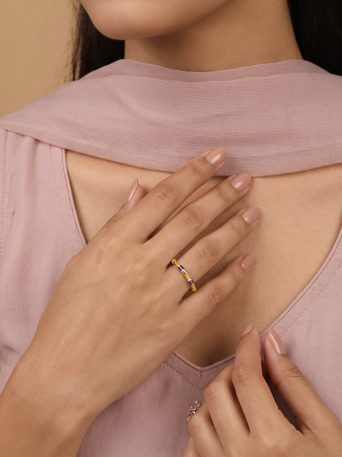 Golden Shubh Shimmer Ring (Size 12)