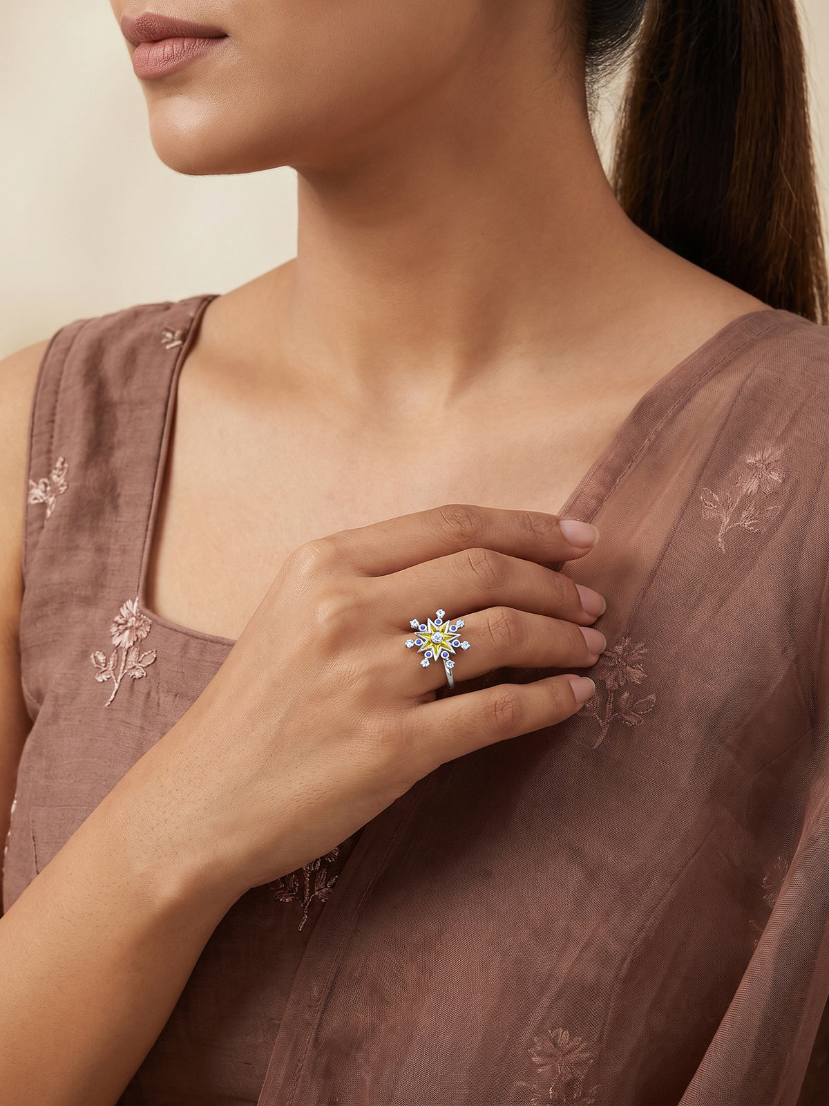 Silver Utsav Sparkle Ring (Size 12)