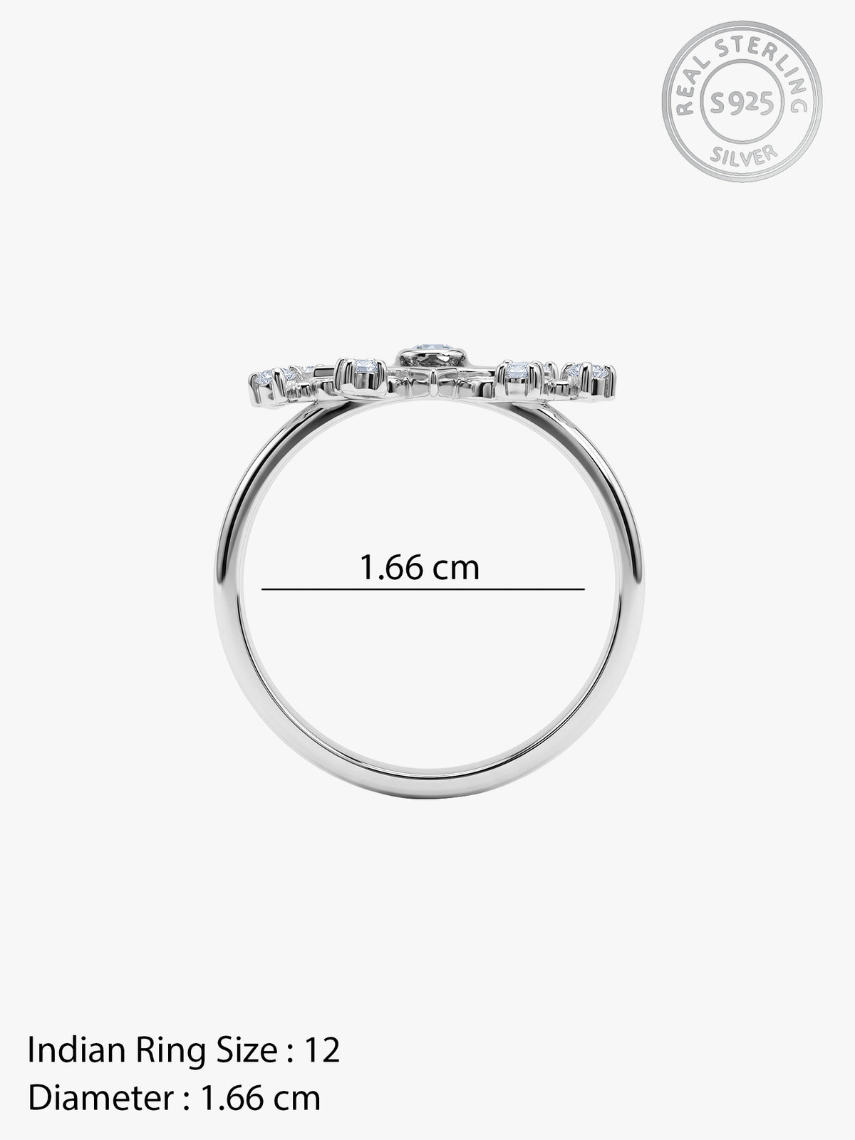Silver Utsav Sparkle Ring (Size 12)