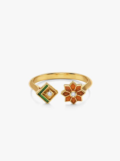 Golden Rangoli Rani Ring (Size 12)