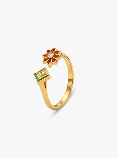 Golden Rangoli Rani Ring (Size 12)