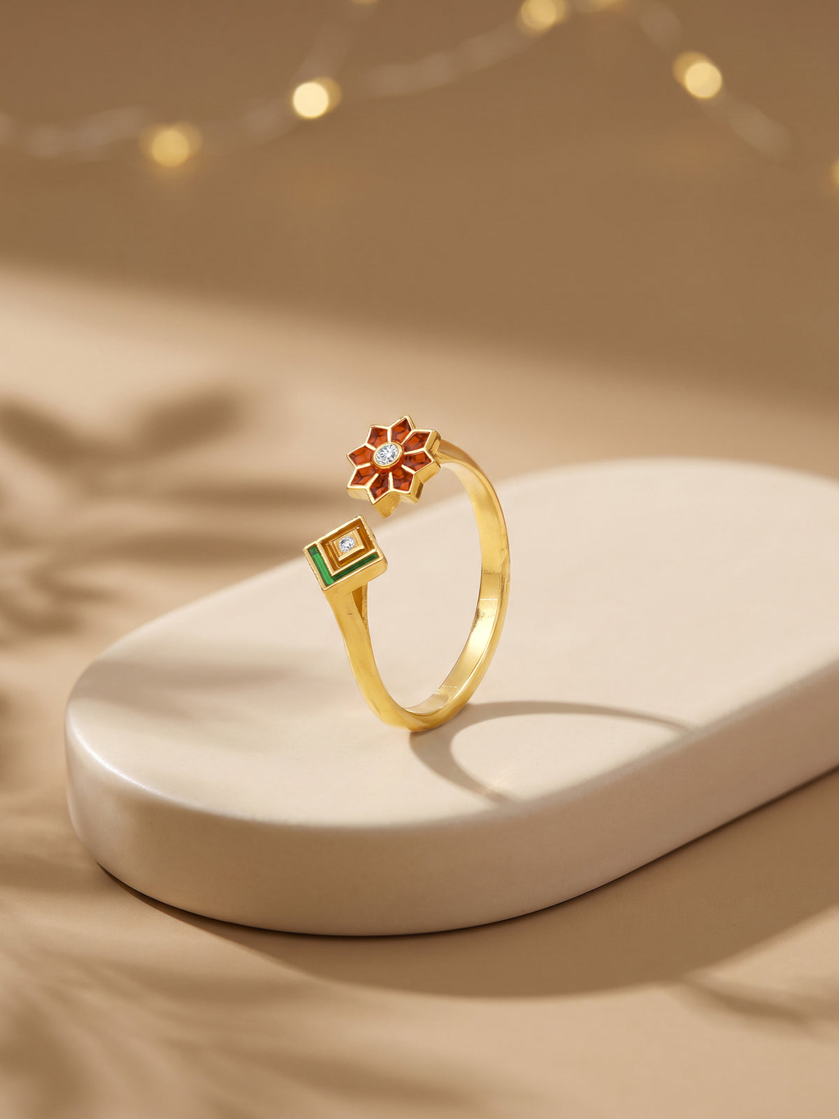 Golden Rangoli Rani Ring (Size 12)