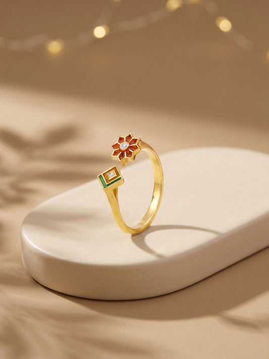 Golden Rangoli Rani Ring (Size 12)