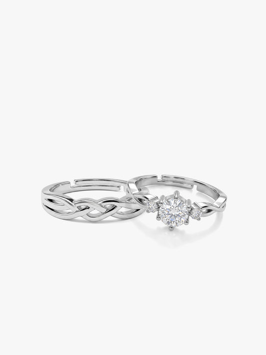 Silver Elegant Love Couples Rings