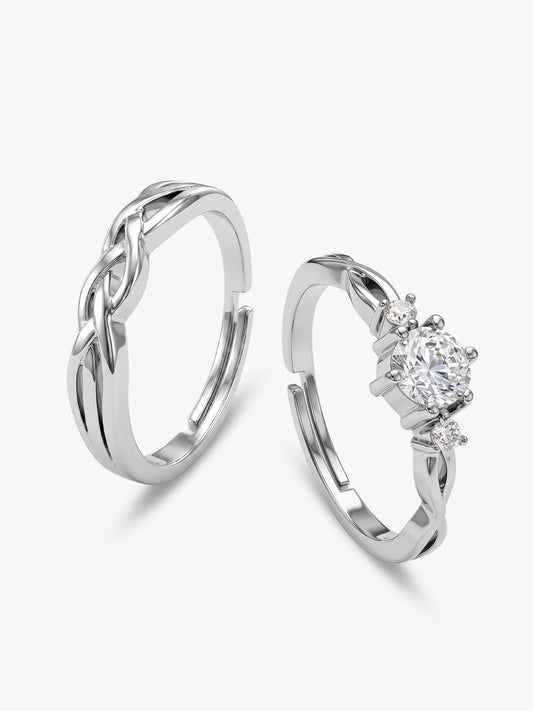 Silver Elegant Love Couples Rings