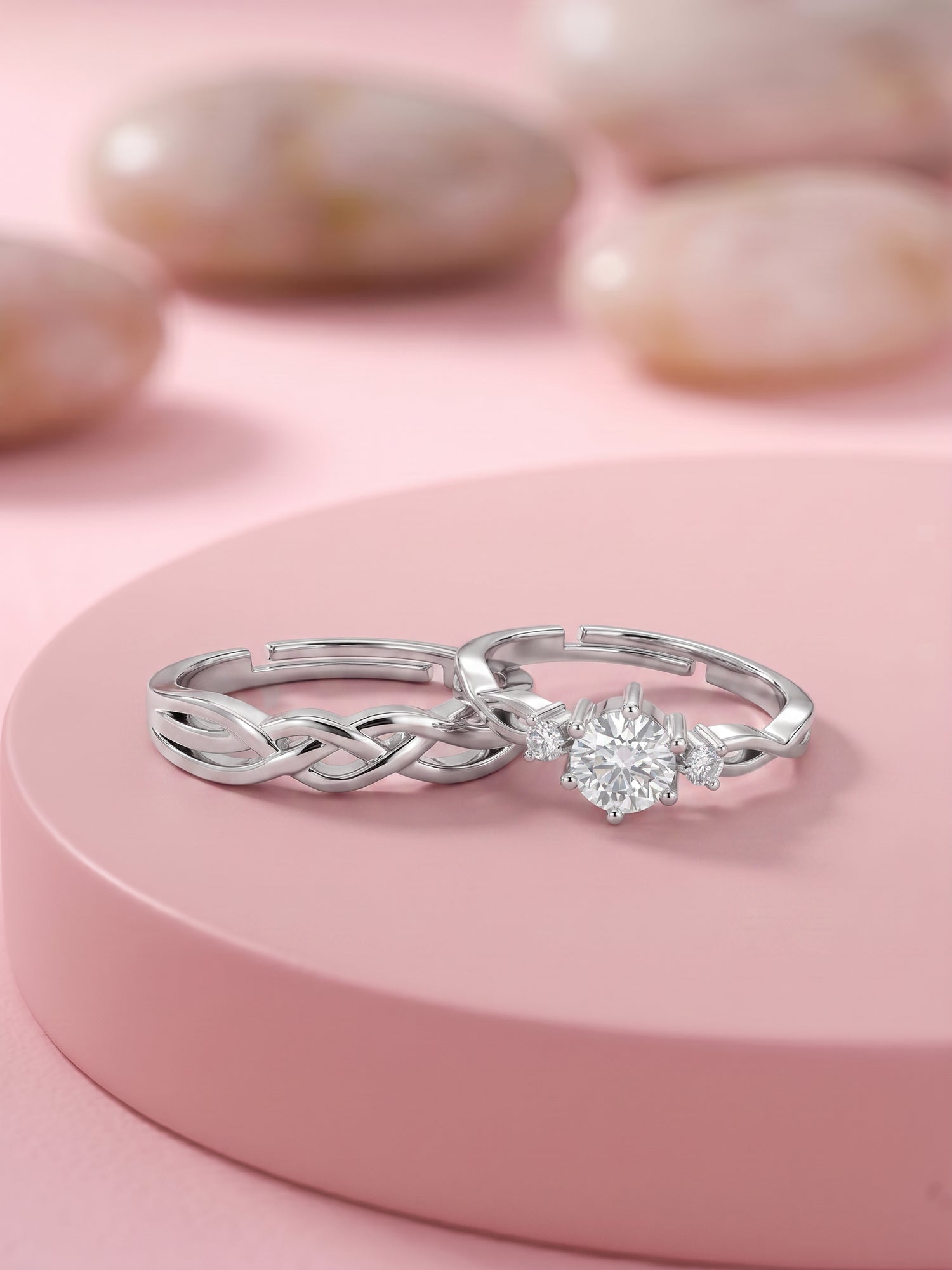 Silver Elegant Love Couples Rings