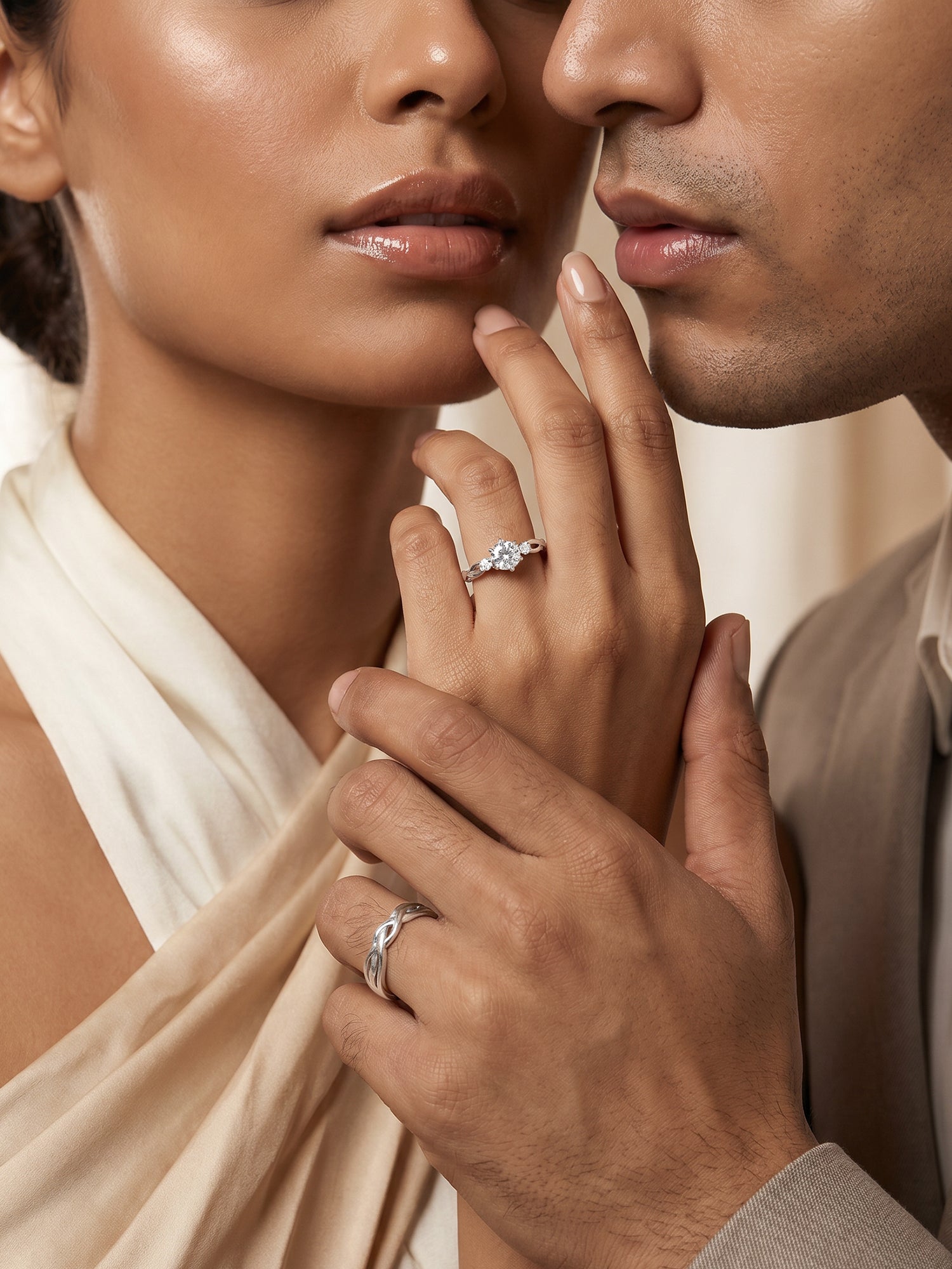 Silver Elegant Love Couples Rings