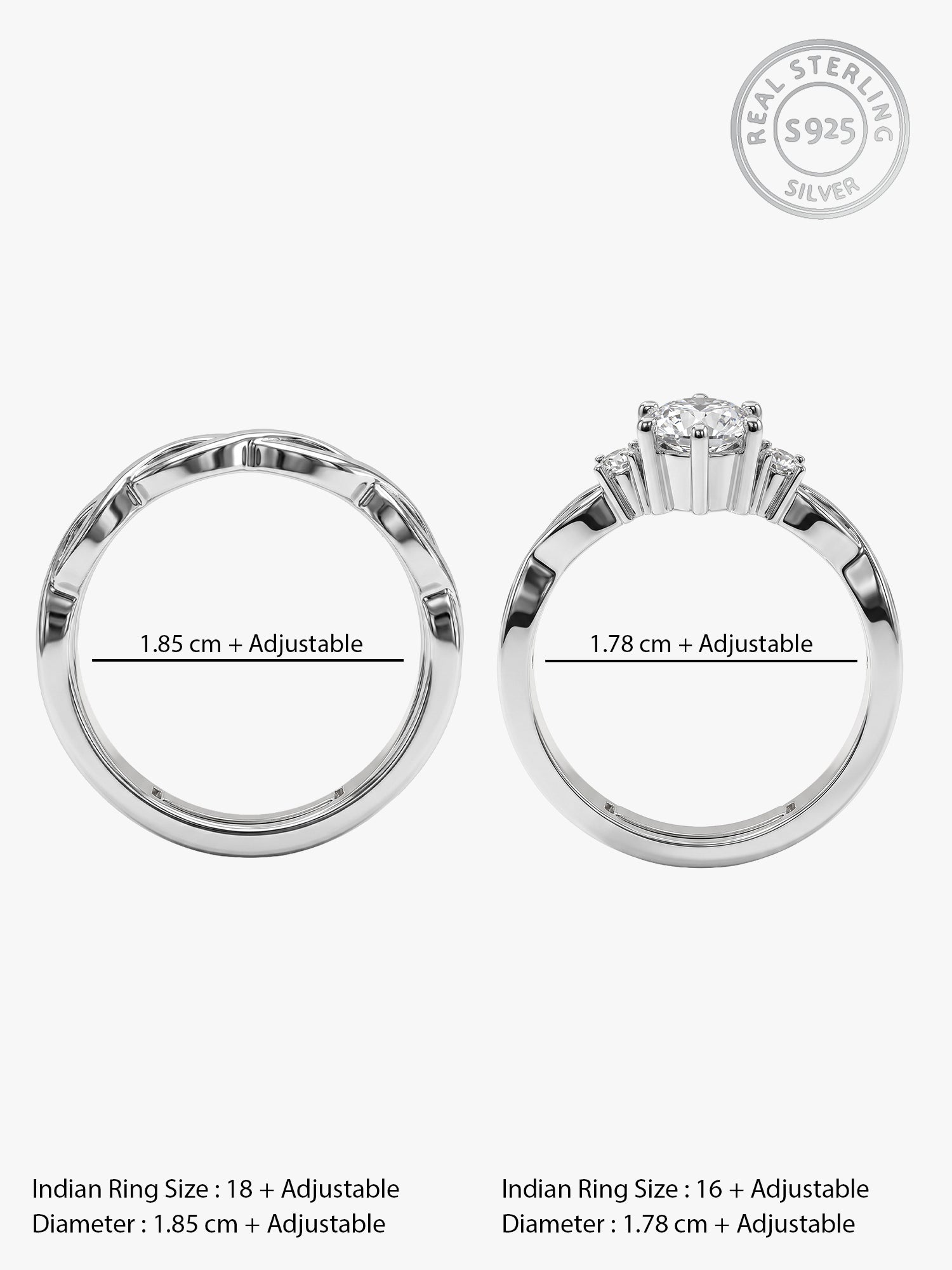 Silver Elegant Love Couples Rings